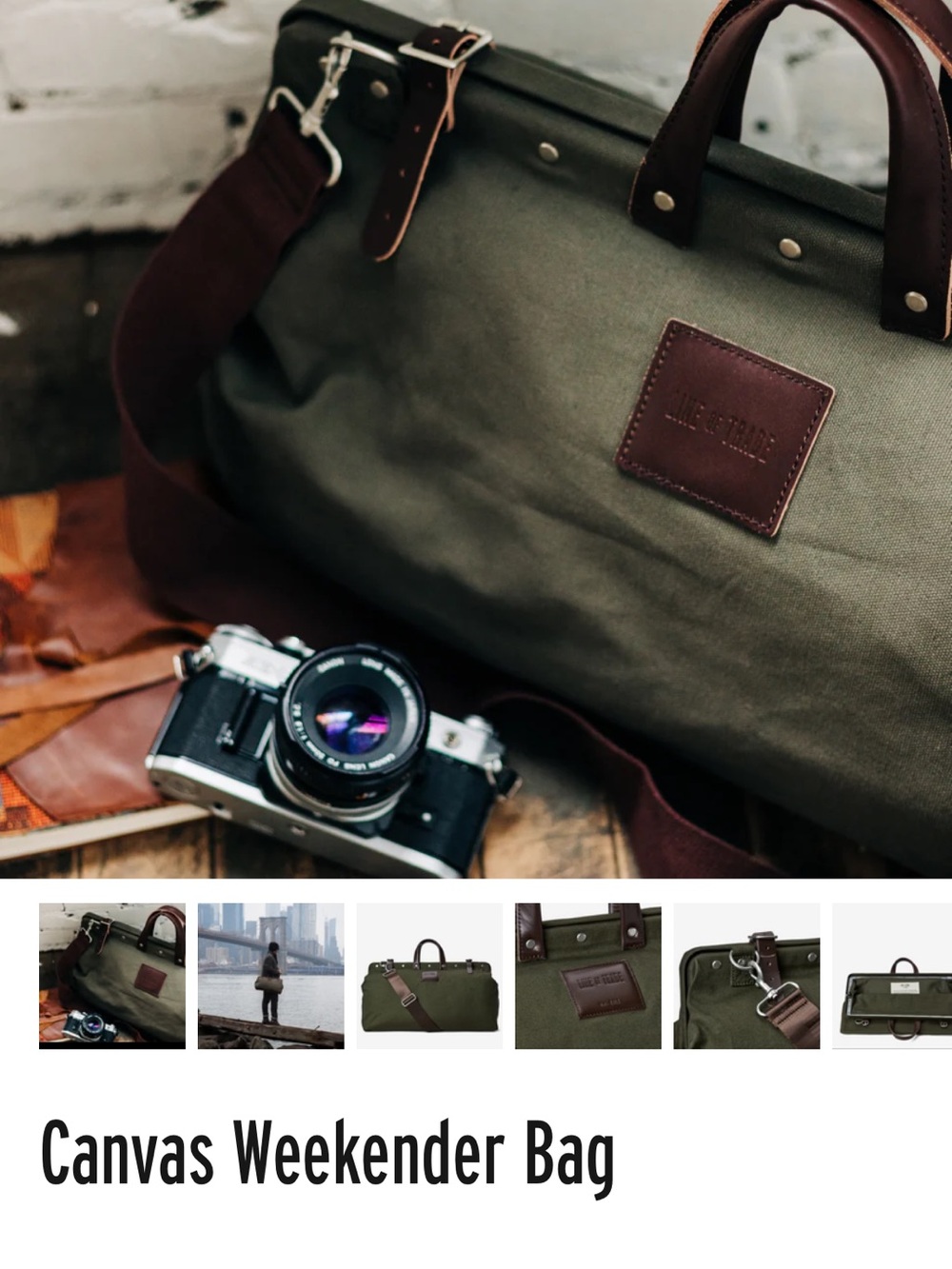 Canvas Weekender Duffel Bag - Olive Green